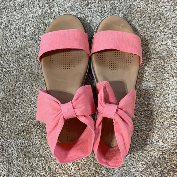 NIB coral pink sandals 6.5M porcelain rose stretch fabric + leather beach pool - Picture 16 of 16